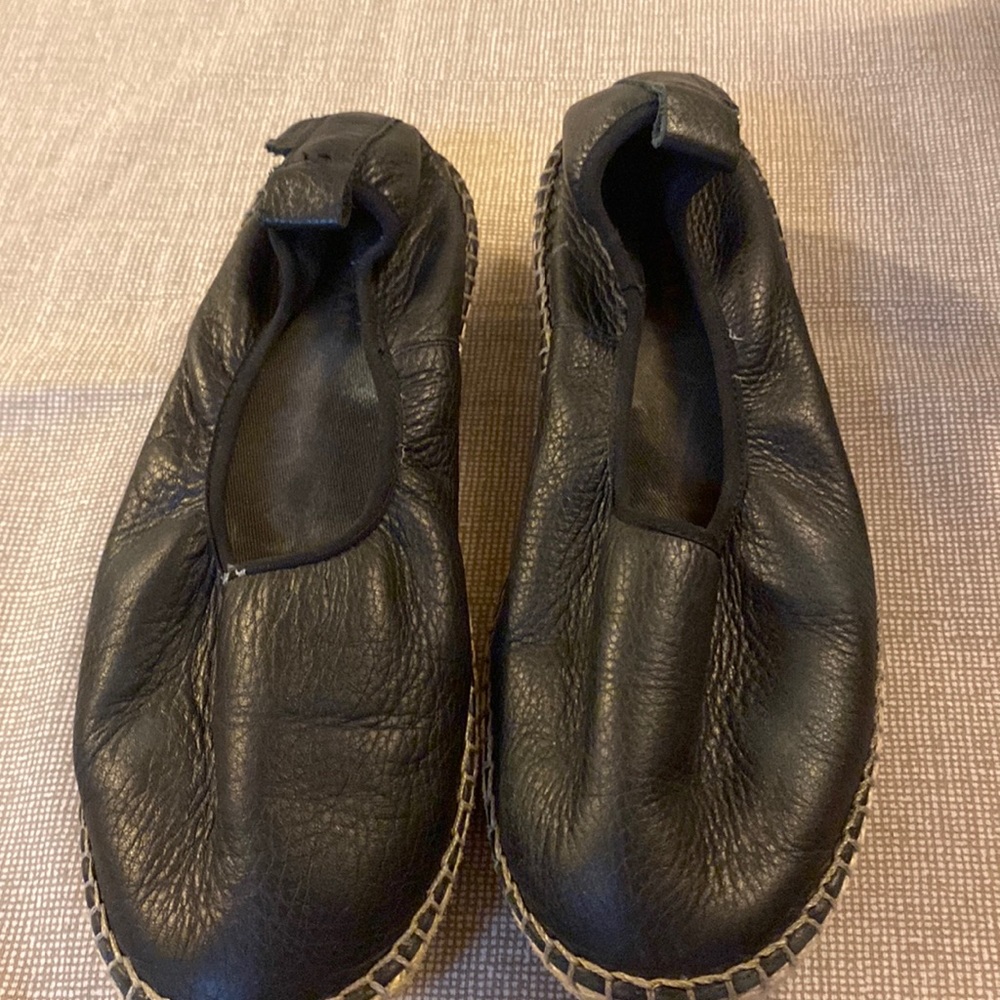 Cole Haan black leather espadrilles